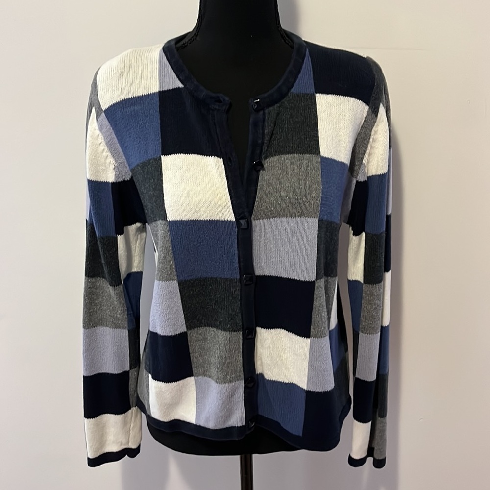 Christopher & Banks Patchwork Button Up Sweater - image 1